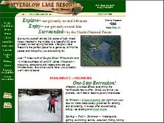 Web site http://www.afterglowresort.com, Afterglow Lake Resort